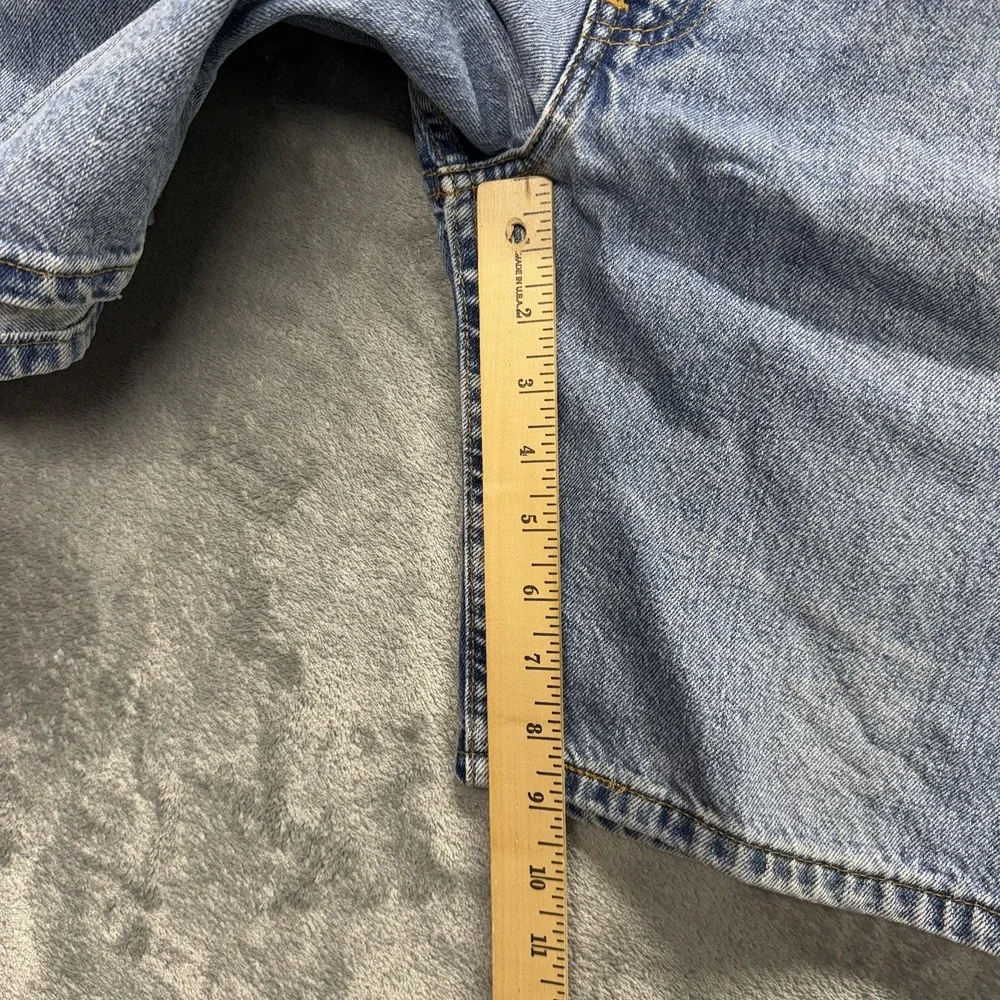 Levis 505 Denim Shorts Mens 36 Blue Jean Medium Wash Distressed Retro